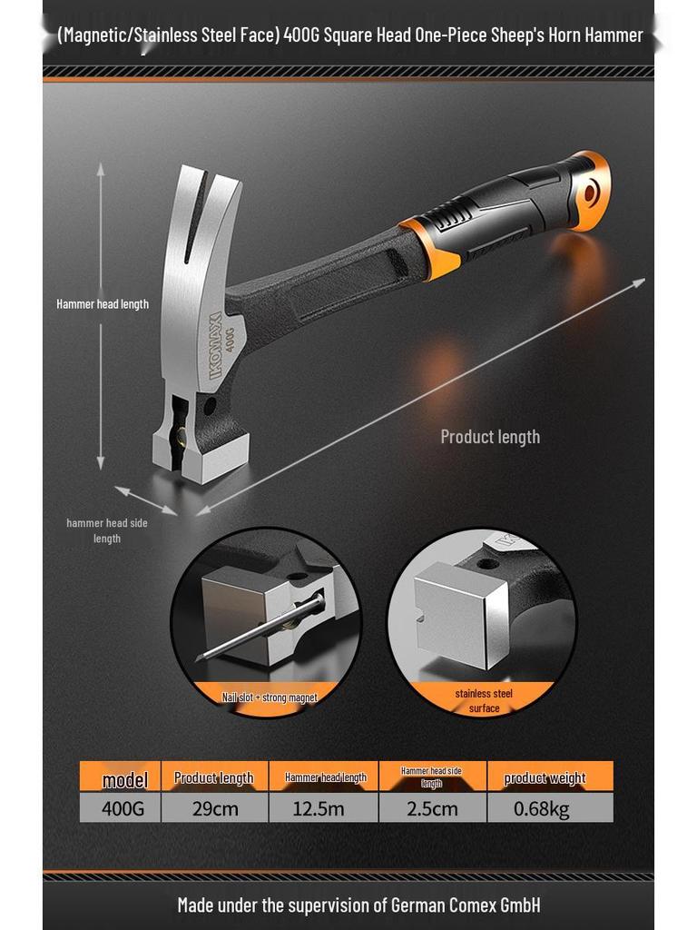 Claw Hammer for Woodworking: One-Piece Iron, Handmade Mini Small Hammer, Special Steel, Perfect for Household Use.