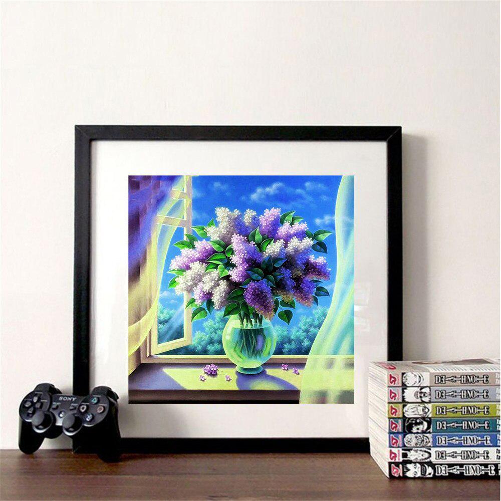 Pictură cu diamante 5D Liliac Broderie cu diamante pătrate Vânzare Mozaic de flori cu punct de cruce Decorare pentru casă