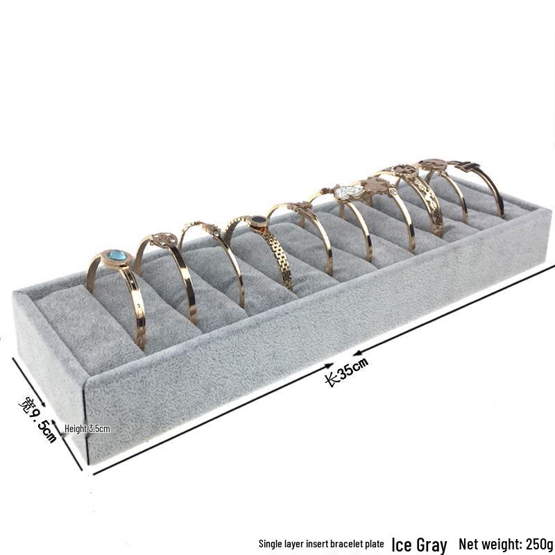 

Trapezoidal Velvet Jewelry Display Tray with 9-Ring Holder and Ice Flower Design See picture for detailed dimensions