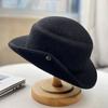 Chapeau Haut de Forme Noir Style Hepburn Français, Chapeau Pêcheur Haut de Gamme Automne Hiver, Petit Visage, Chapeau Bob Tricoté Chaud