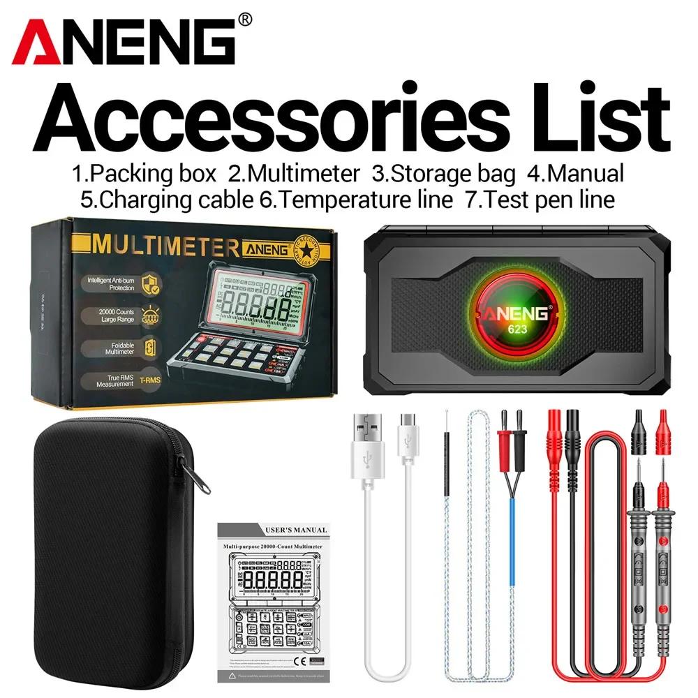 Multimeter 20000 Counts Digital AC/DC Voltage Current NCV Induction Diode Capacitance Tester ANENG 623 Flip Cover Auto Repair Portable Tester Tools