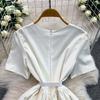 2026 New Summer Women Floral Print Short Sleeve Midi Long Elegant Gorgeous Bridesmaid Cocktail Party Dress with Round Neck