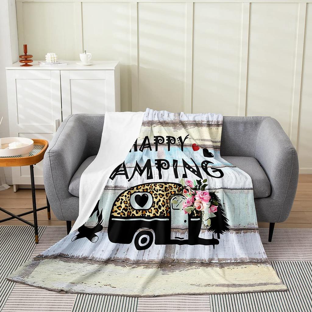 Camping Series Green Tree Printed Blanket Men'S And Women'S Four Seasons Available Soft Blanket Flannel Blanket