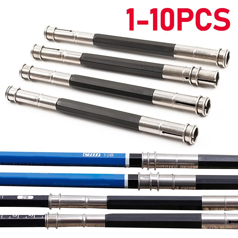 1-10pcs Dual Head Pencil Adjustable Extender Head Holder Sketch School Office Painting Art Write Tool Students Stationery Gift