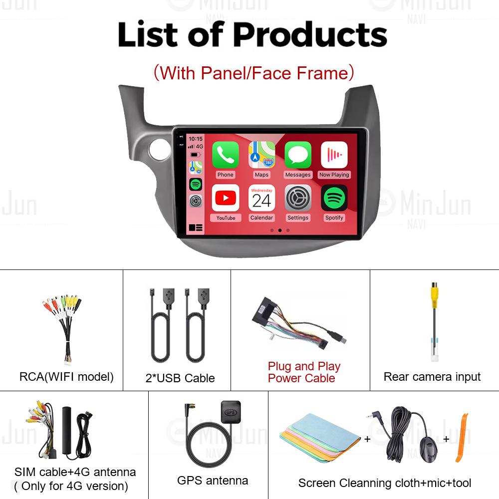 Android 14 Car Radio Stereo For Honda Jazz Fit 2007-2013 Left Hand Drive Multimedia Video Player Carplay Auto GPS Navigation