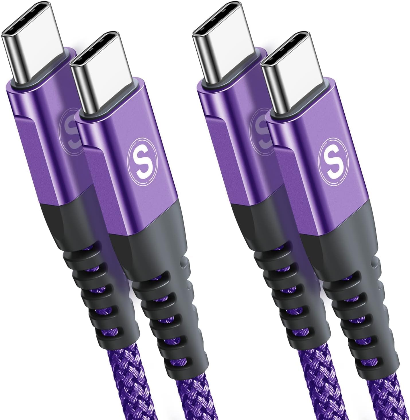 

2M Cable of with PD 60W Fast Charging C USB C for iPhone iPhone iPhone 15 Pro iPad Mini MacBook Samsung Galaxy and Other Devices Purple Type-C (Set 2) фиолетовый