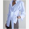 Lace-up Waist-Controlled Classy Stylish Shirt White Shirt Women's Long Sleeve White Shirt Lady