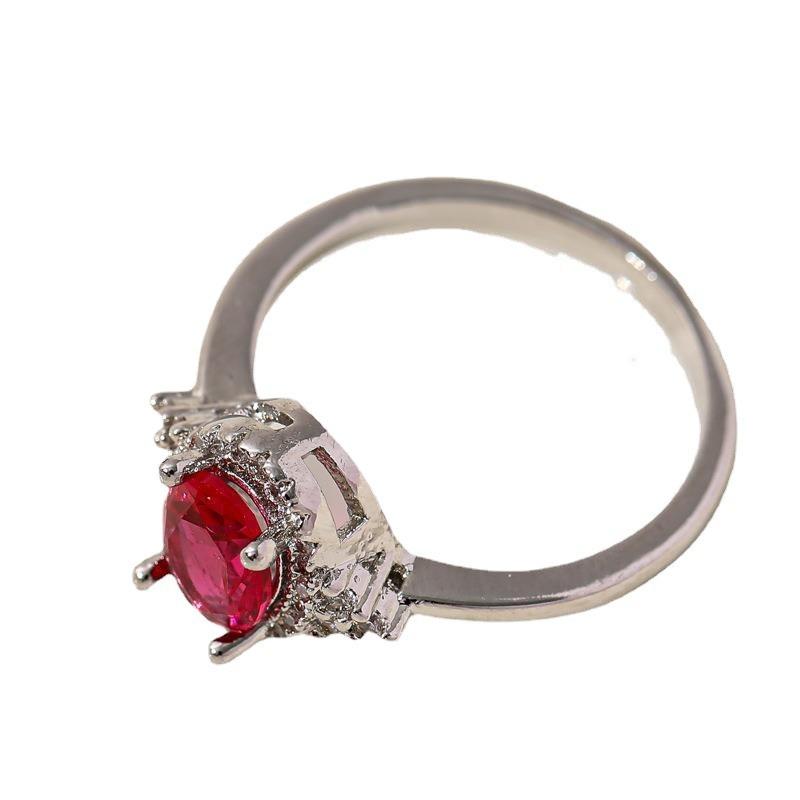 Factory Red Blue Zircon Copper Diamond Ring Popular Engagement Jewelry