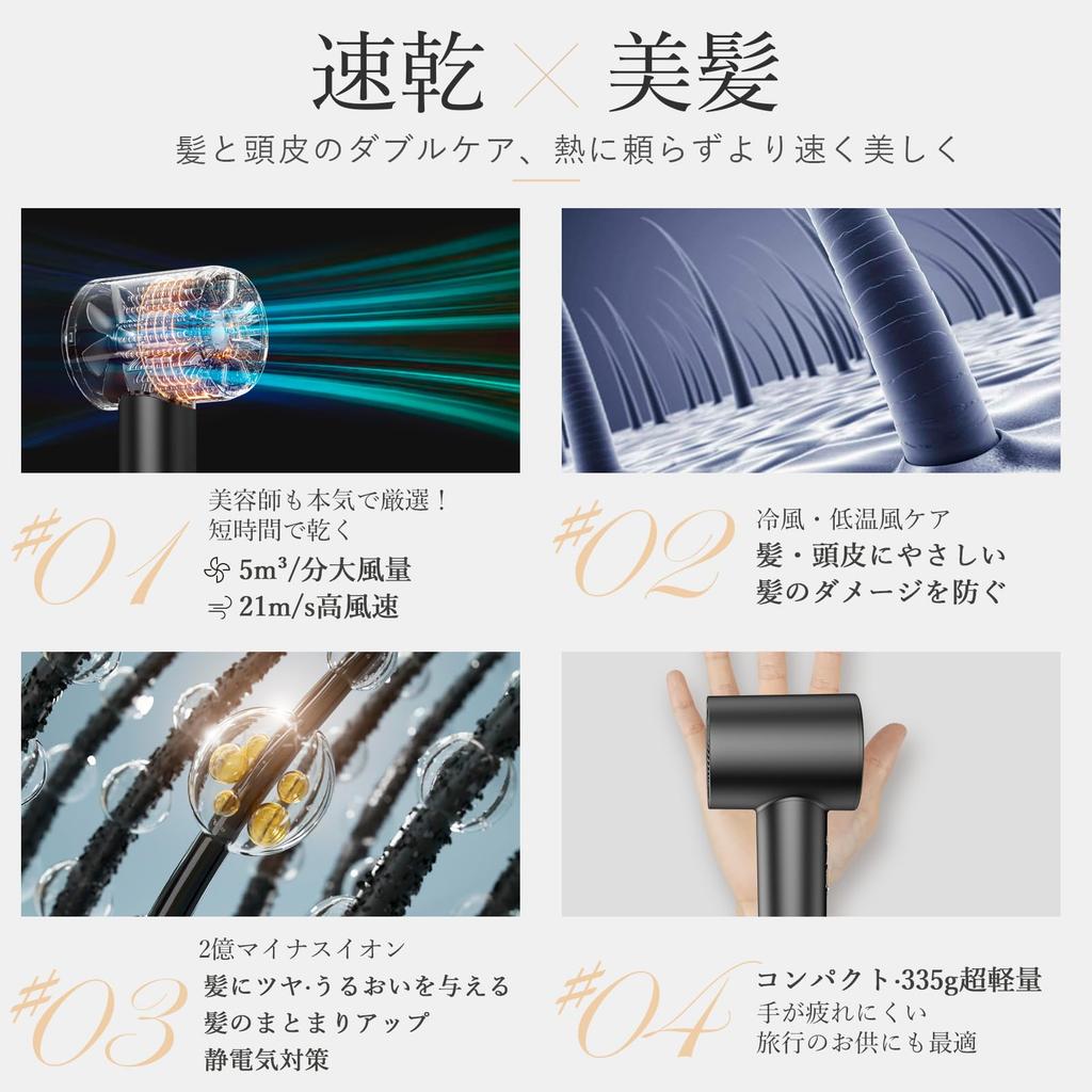 ANLAN Hair Dryer 1200W Negative Ion Black