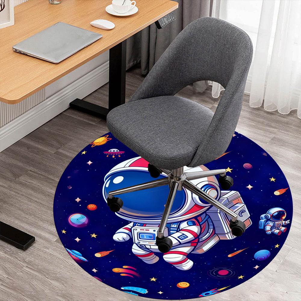 1PC Space Adventure Round Chair Mat Area Rug - Non-Slip, Floor Mat for Office, Bedroom, and Indoor Decor -Gift D1127210