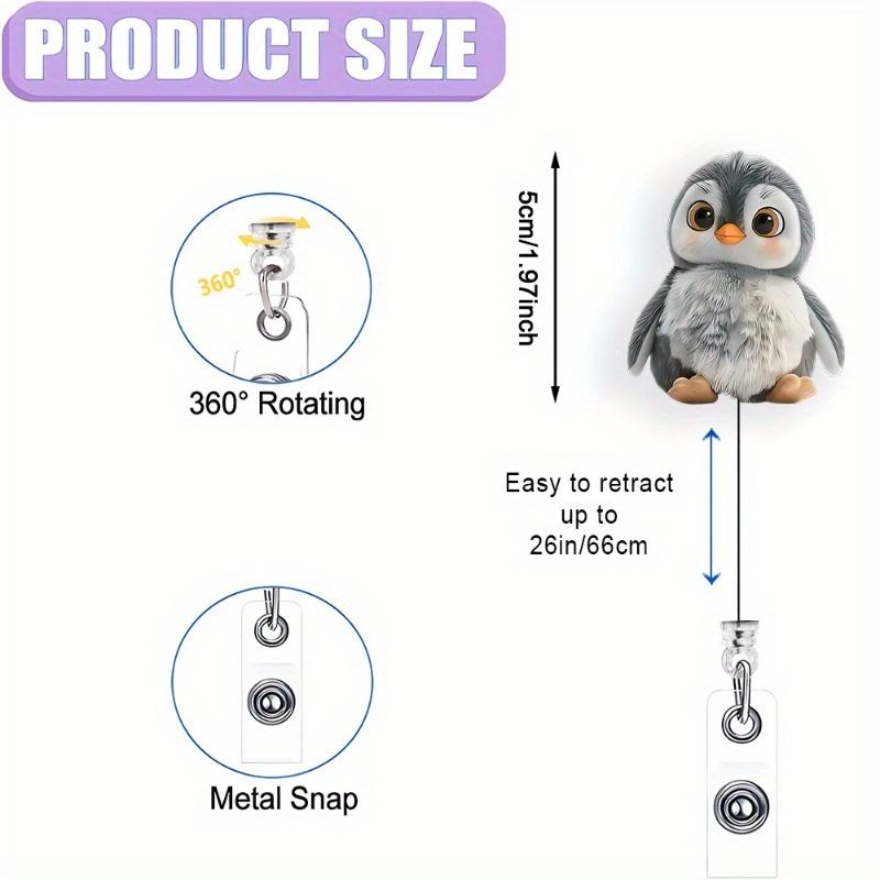 2D Penguin Retractable Badge Holder, Ideal for Nurses, Doctors, and Nursing Students.