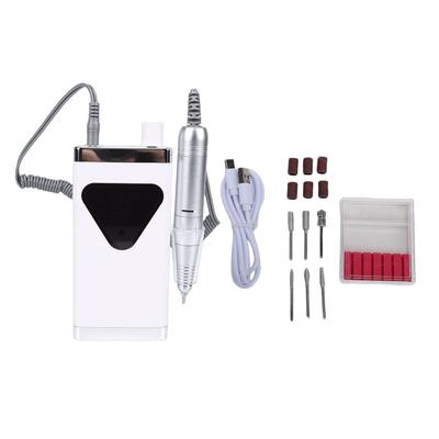Electric Nail Drill 45000RPM Rechargeable Cordless Nail File Machine with LED Display for Acrylic Gel White