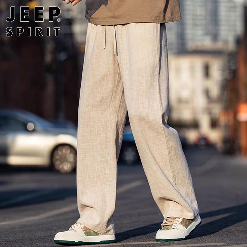 JEEP SPIRIT Men's Linen Blend Casual Pants