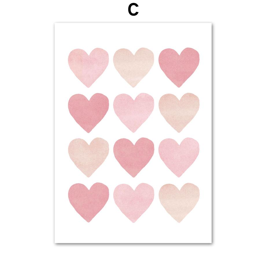 Pink Princess Castle Unicorn Rainbow Heart Wall Art Canvas Painting Posters And Prints Wall Pictures Baby Girl Kids Room Decor