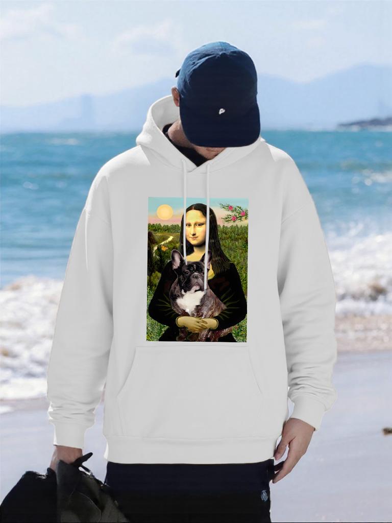 Ölgemälde von Göttin und Katze Bedruckte Hoodies Herrenmode Lockerer Kapuzenpullover Fleece Herbst Pullover Allround-Tasche Streetwear