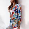 Bürodame Blazer Bunter Druck Slim Frühling Herbst Ziertaschen Floral Anzug