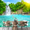 Waterfall River 3d Murals Wallpaper, Forest Lotus Large Wall Mural Modern Bedroom Baby Room Living Wall Paper