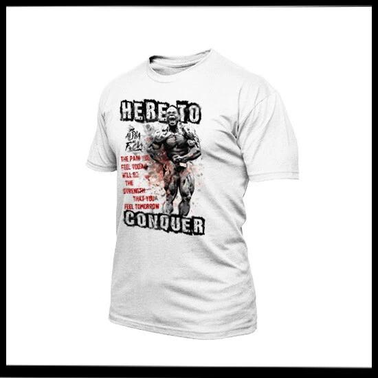 Military Fitness Gym Motivation T-Shirt Conquer Warrior Quote Muay Thai Workout 3XL