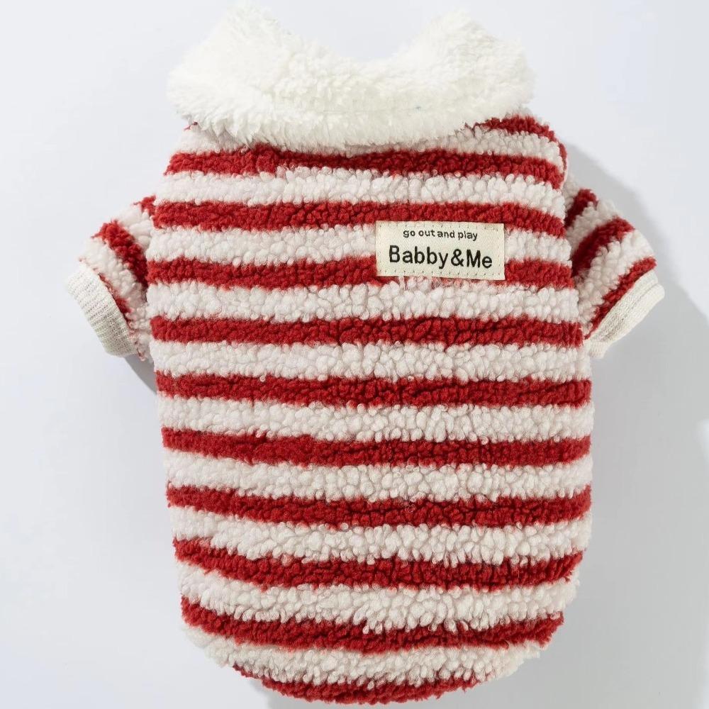 Thick Warm Dog Striped Hoodie Windproof Dog Pullover Casual Pet Overalls  Walking Outdoor
