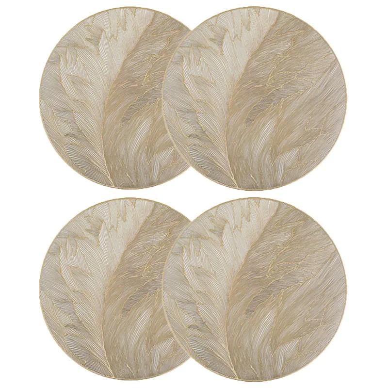 Round Vinyl Placemats Pressed Heat Resistant Non-Slip Table Mats for Dinner Wedding Party Holiday Table Decoration