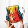 Colorful Stacked Books Shaped Glass Mug, Hand-Painted Stained Glass Style Coffee Cup