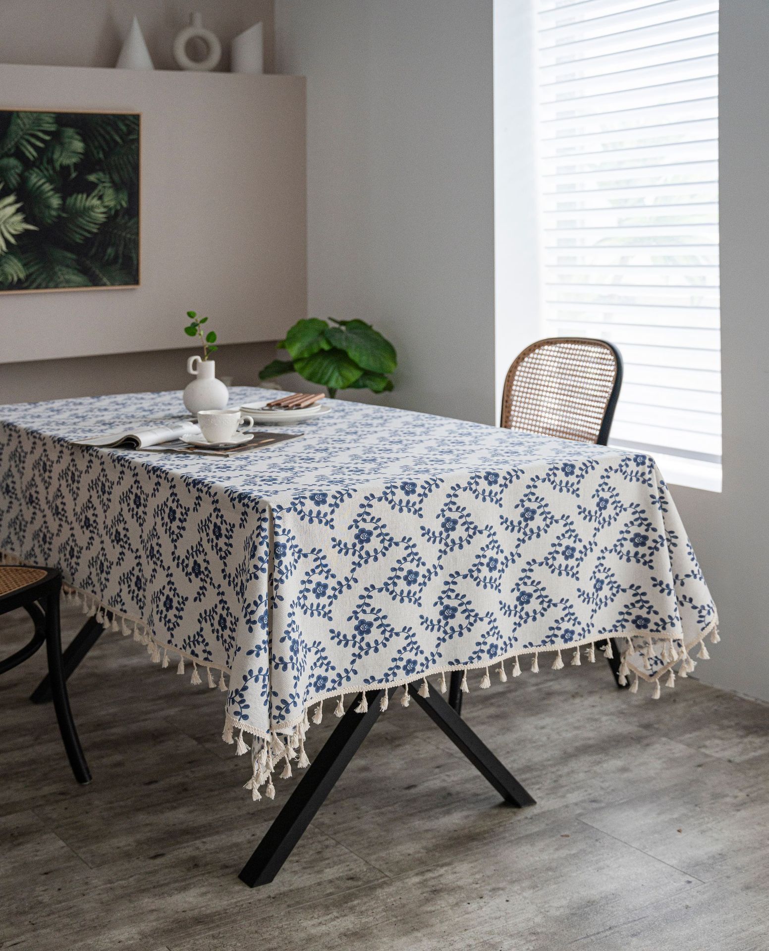 

Cloth Dad Retro Cotton And Linen Wind Printing Dining Table Cloth Fringed Tablecloth Household Coffee Table Dust Cover 60*60CM(70g)
