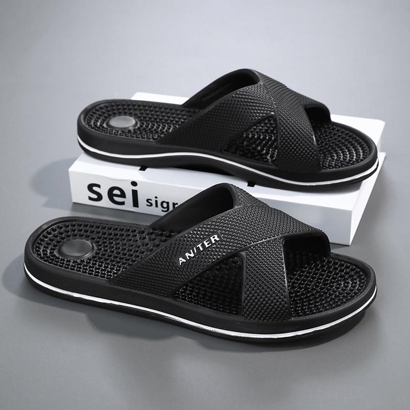 Size 48 Massage Slippers Men's Summer Indoor House Bathroom Bath Sole Acupoints Foot Therapy Non-slip Sandals Men Slippers Shoes