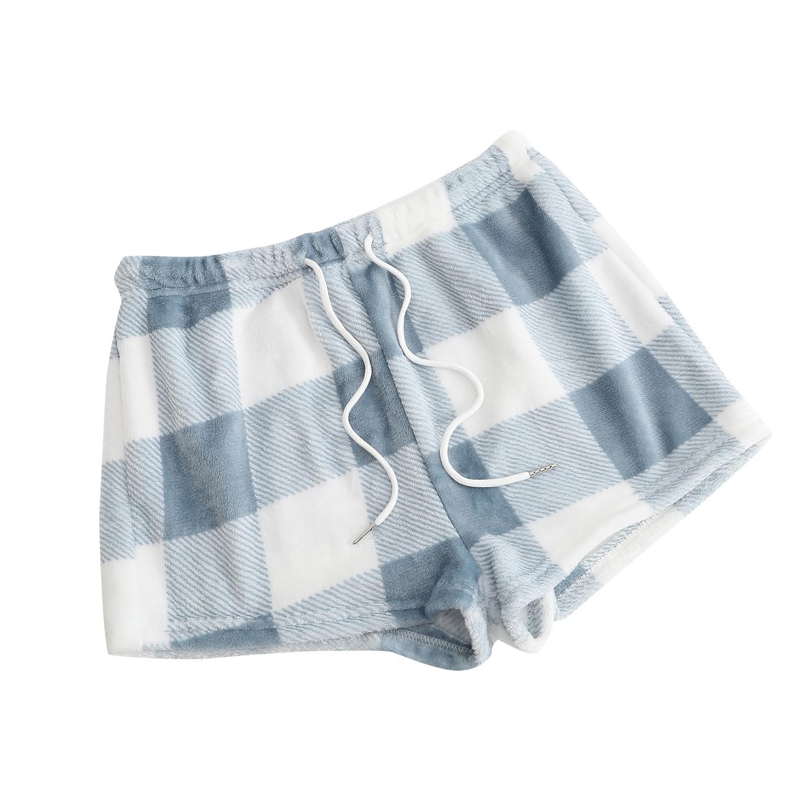 

Женские пижамные шорты, плюшевые шорты для сна, мягкие пижамные штаны с эластичной резинкой на талии, клетчатые брюки XL