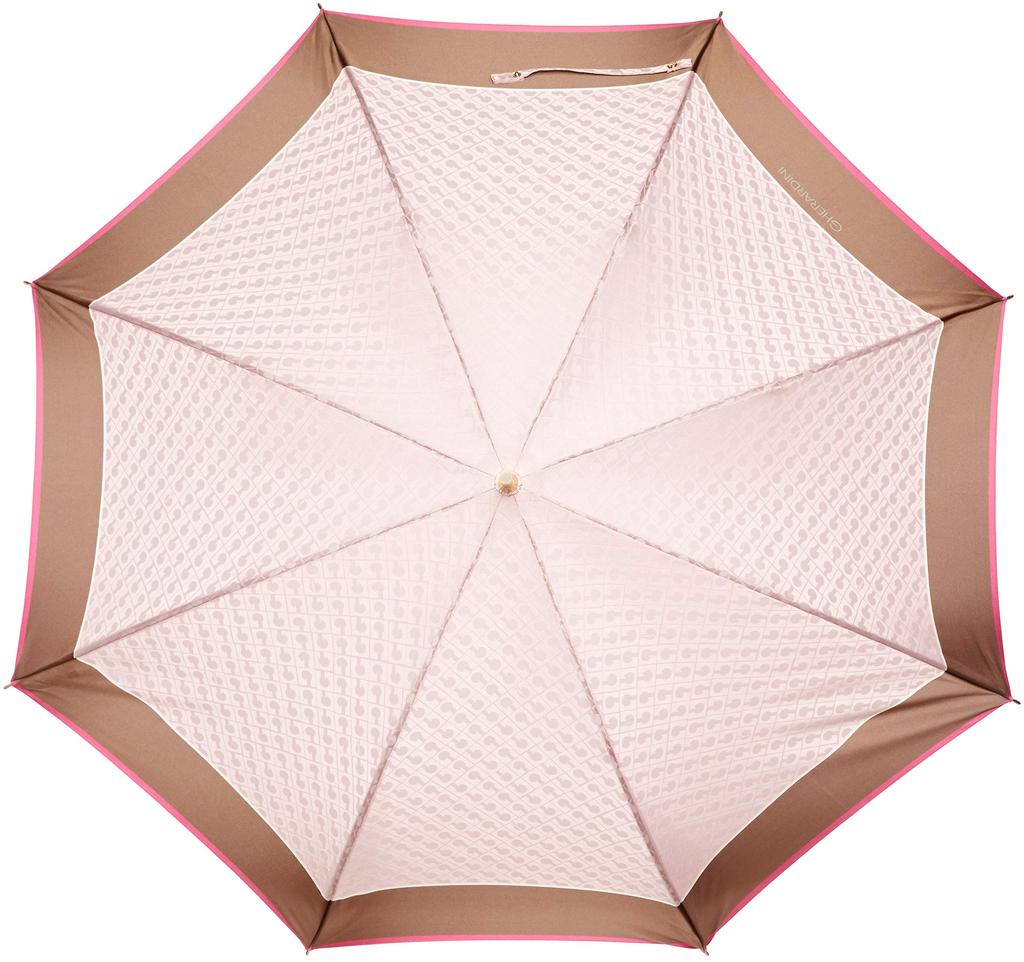 AURORA 1GD Logo Jacquard Long Umbrella in Pink Japan Ribs 60cm [GHERARDINI] 11001-01G Yarn-dyed Hand-opening (Made Japan) Women's (FREE Size)