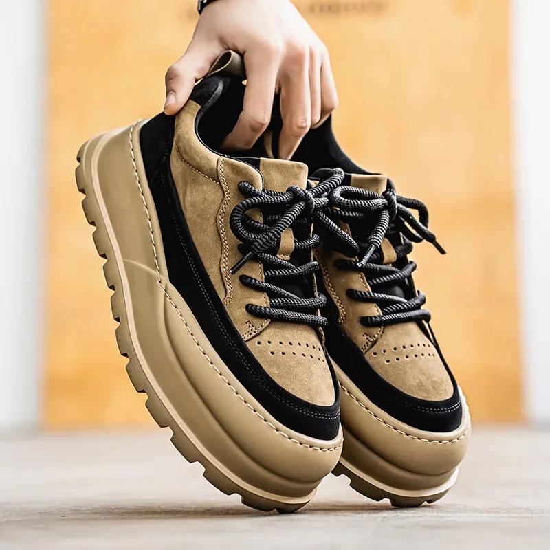 Fashion 2025 New Classic Men's Sneakers Fashion Versatile Breathable Casual Shoes Outdoor Thick Soled Height Increasing Running Shoes
