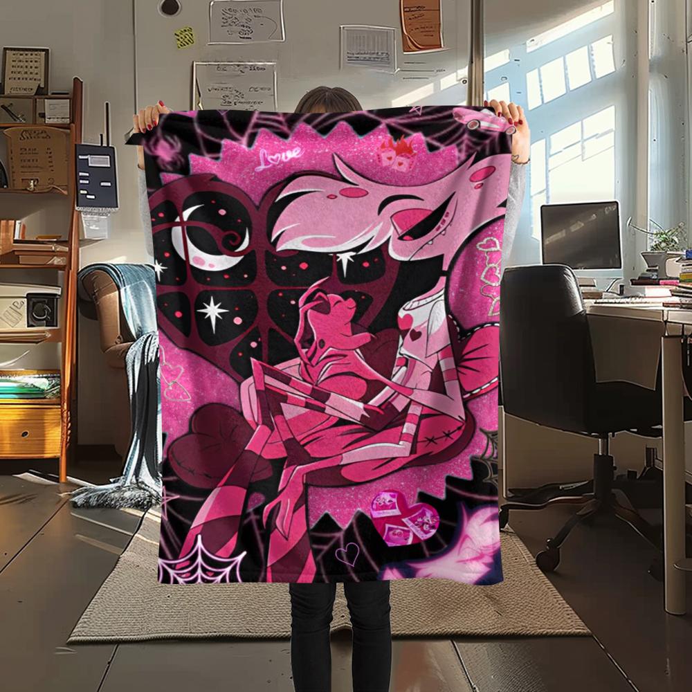 1Pc Angel Anime Print Flannel Blanket, High Quality Comfortable for All Seasons, Home Decor, Warmth and Comfort, Perfect for Christmas Gifts 05