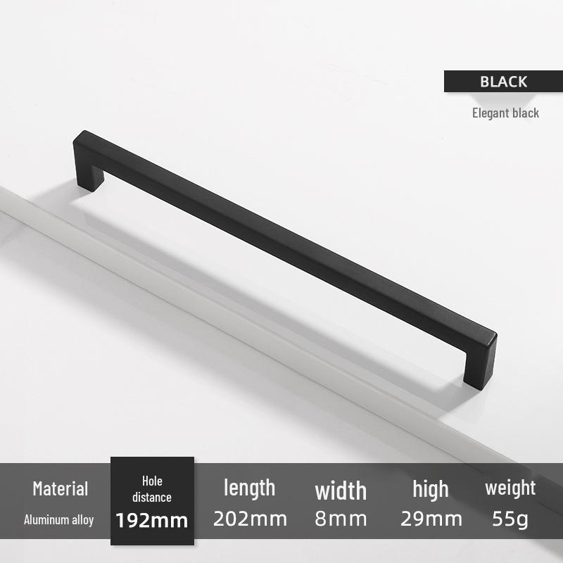 Square Bright Gold & Silver Kitchen Cabinet Handle - Modern Minimalist Black Aluminum Alloy Drawer & Wardrobe Handle