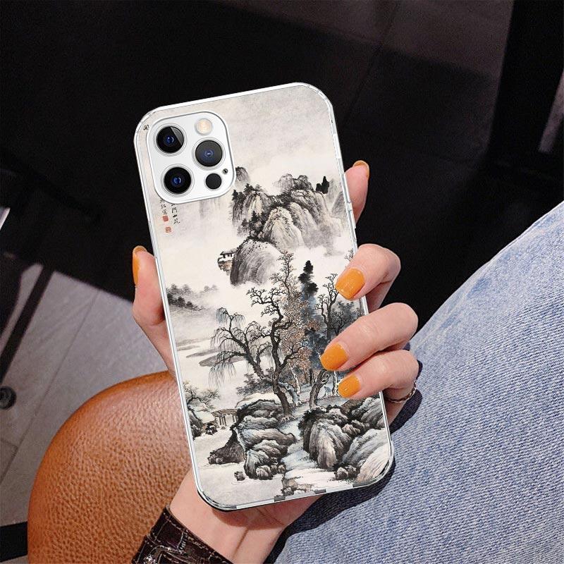 Chinese Style ink Painting Art Phnoe Case for Iphone 17 Air 16 16E 11 12 13 Mini 14 Plus 15 Pro Max 7 8 + SE 2020 Phone Cover Co