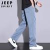 JEEP SPIRIT Men's Ice Silk Straight-Leg Drawstring Casual Pants