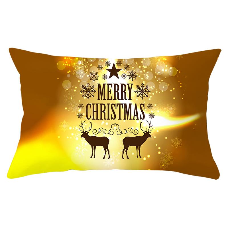 New Christmas Peach Skin Waist Pillowcase Gold Series Sofa Cushion Cover Bedside Pillow Cover