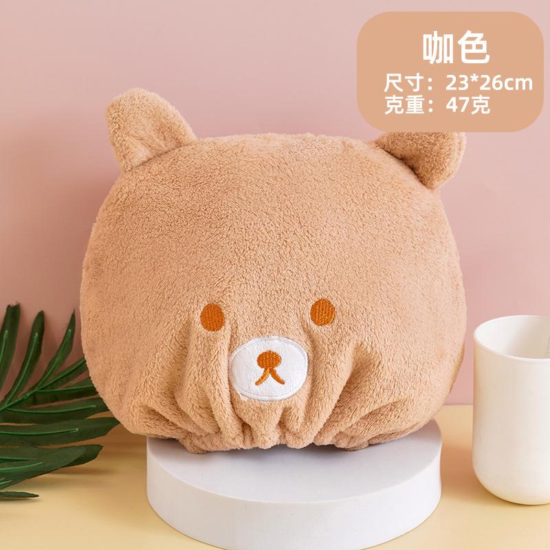 1pcs Cartoon Cute Bear Shower Cap Microfiber Hair Turban Quickly Dry Hair Hat Wrapped Towel Bathing Shower Cap Bathroom Cap