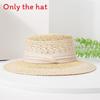 Fashion Woven Straw Hat With Wide Brim And Strap Decoration For Daily Wear