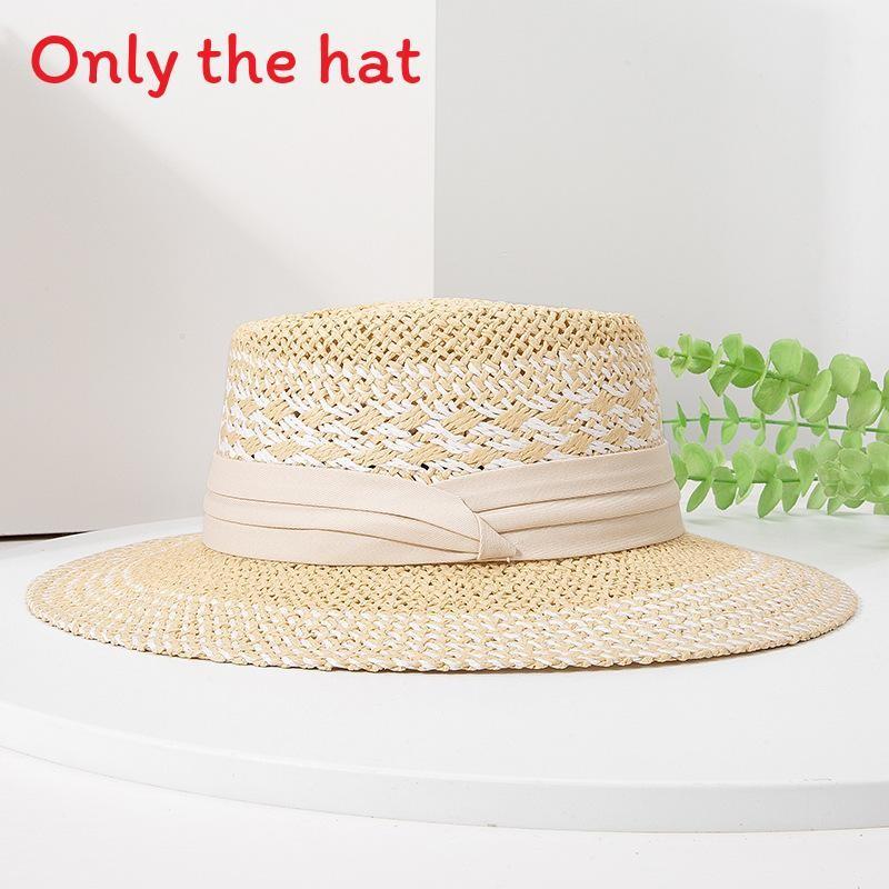 Fashion Woven Straw Hat With Wide Brim And Strap Decoration For Daily Wear