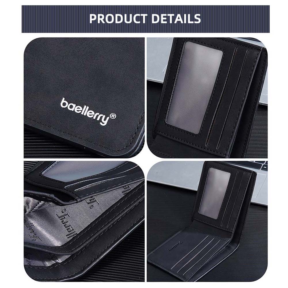 PU Leather 2 Fold Wallets Solid Color Small Pocket Purse Portable Men's Short Wallet  Men Boys Gift