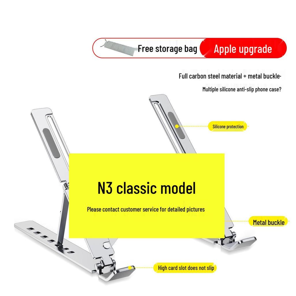 Aluminum Alloy Adjustable Laptop Stand with Cooling and Folding Features