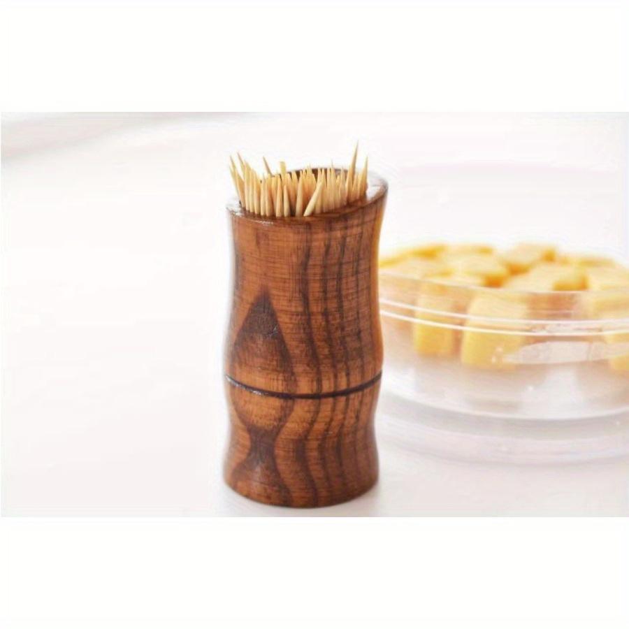 1PC Creative Bamboo Tube Shape Toothpick Holder Personality Household Solid Wood Toothpick Tank Living Kitchen Simple Portable Toothpick Box Floss Box