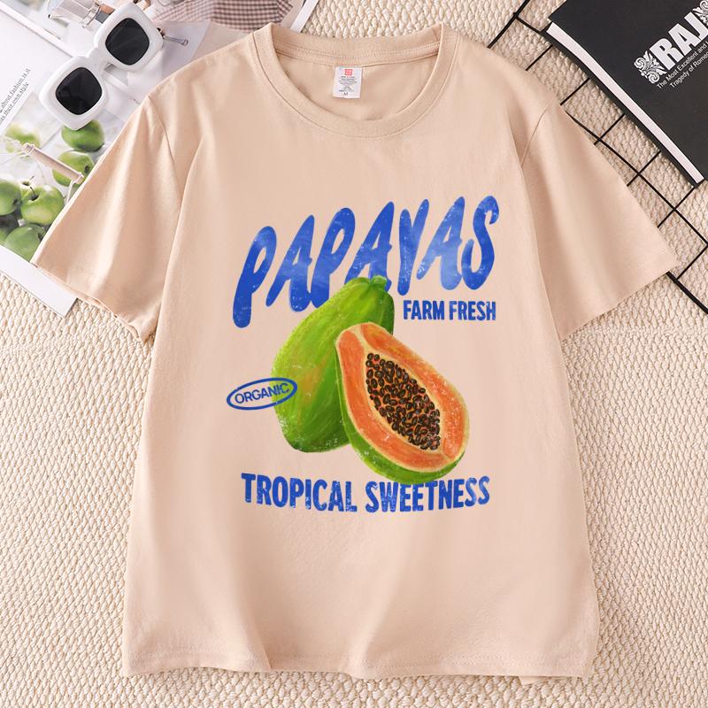 Papaya T Shirt Fruit Summer Graphic Tshirt Causal Round Neck Printed Short Sleeve Tshirt Fashion Clothing