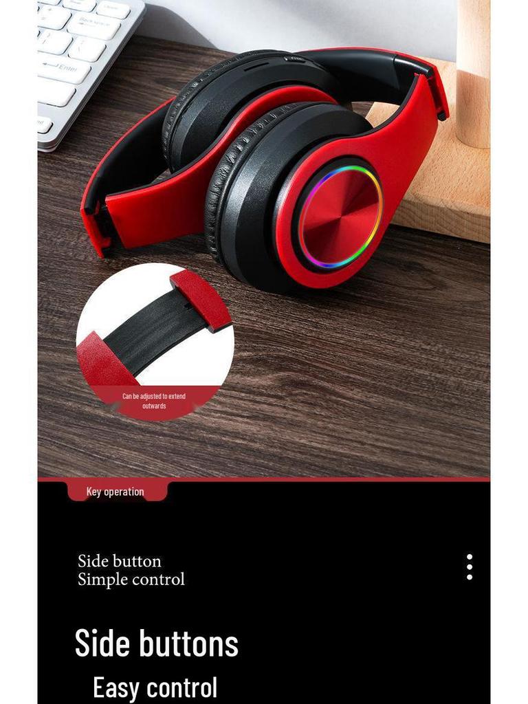 New B39 Luminous Wireless Bluetooth Headset: Foldable, Head-Mounted, Call-Ready, with Plug-in Card Feature