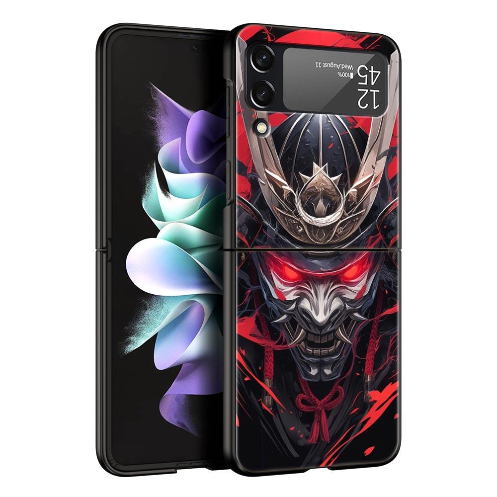 Samurai Hannya Mask Ghost Phone Case For Samsung Galaxy Z Flip3 Flip4 Flip5 Case Shell For Z Flip 3 4 5 6 Hard Folding Cover