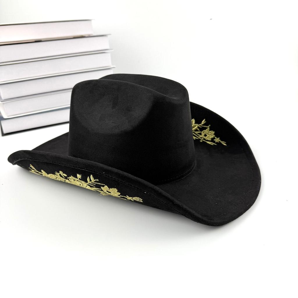 JYL TS DIY High End Cowboy Hat Leather Band Riding Cap Suede Fabric