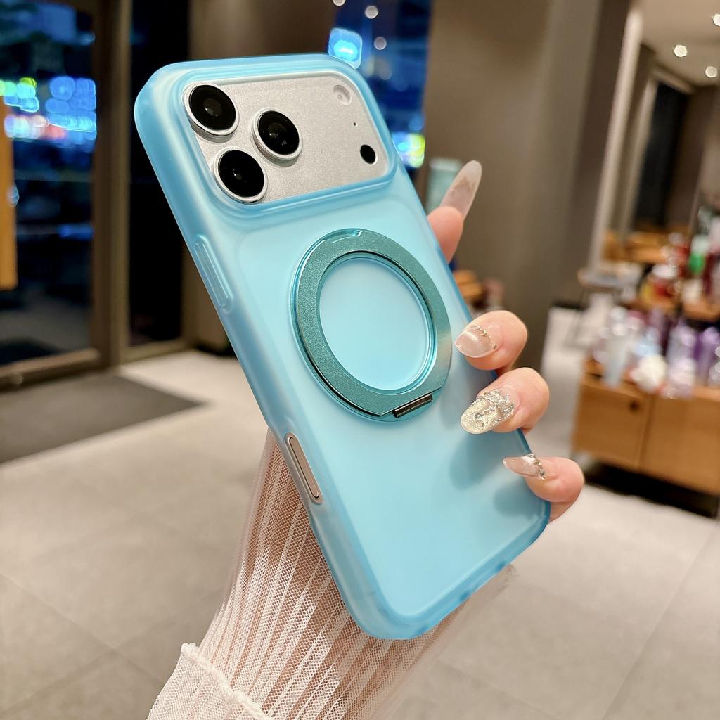 Applicable To iPhone17ProMax Ice Mist Magnetic Suction Bracket Mobile Phone Case Apple 16Pro Anti-drop 15 Protective Case