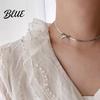 Hypoallergenic Alloy Jewelry Bow Choker Necklace Earrings Women Dangle Long