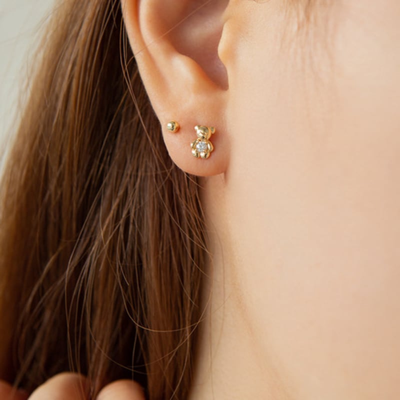 LUNNE 14k Bear Stone Piercing (14K Gold) #E03