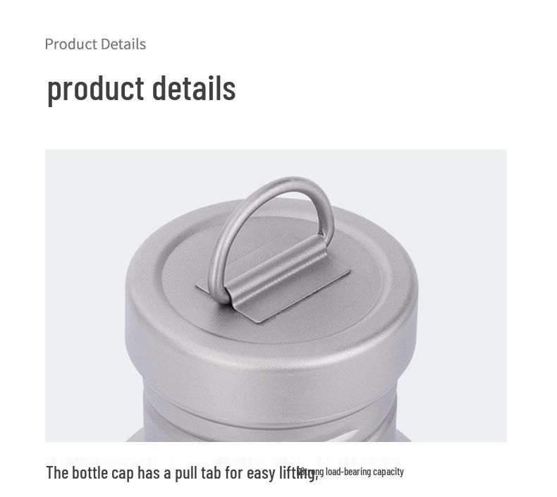 Ultra-Light Pure Titanium Water Bottle - Large Capacity, Wide Mouth, with Handle for Camping & Sports