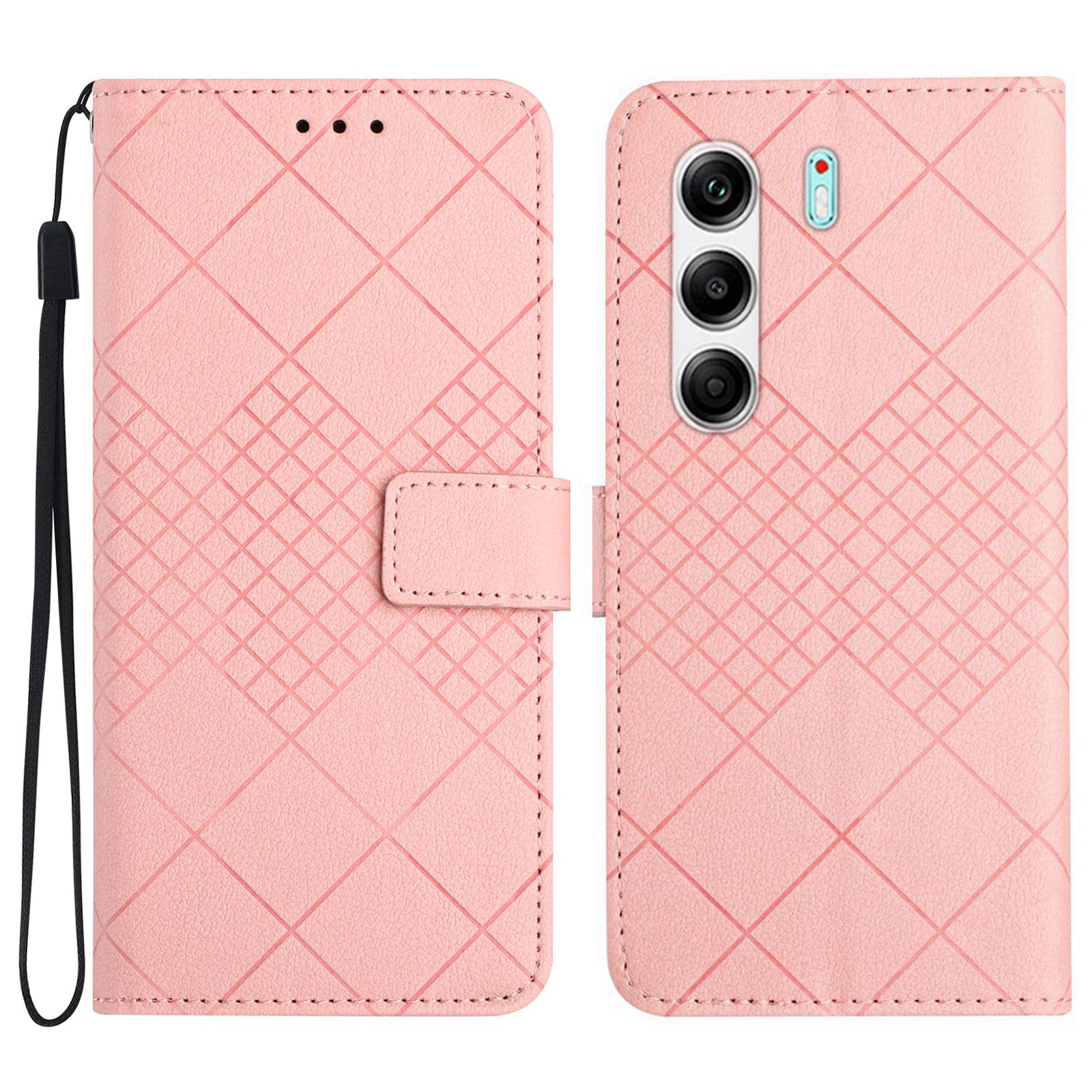 

Для TECNO Camon 40 Pro 5G Чохол Гаманець З Тисненням Штучна Шкіра Книжка Чохол для Телефону Pink